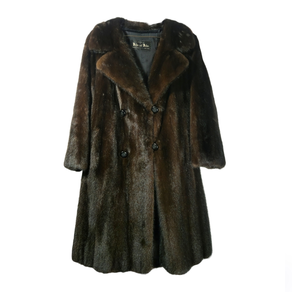 Dicker and Dicker Authentic Mink Fur Coat in Dark Brown Bev. Hills New York